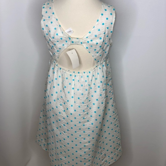 Crewcuts white blue polka dot open back dress Sz XXL NEW WITH DEFECT - Picture 2 of 4